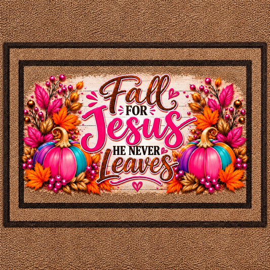 Fall for Jesus—He Never Leaves Faith-Inspired Doormat