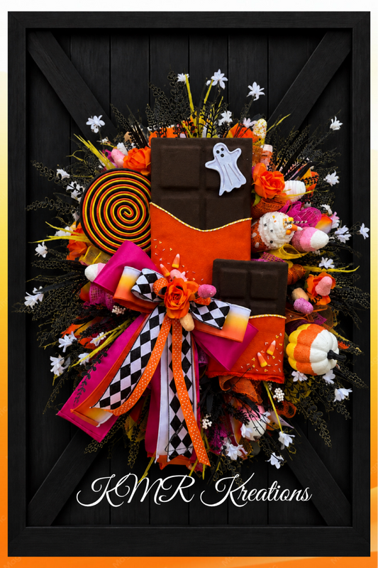 Whimsical Halloween Candy Swag – Chocolate Bar & Sweet Treat Door Décor