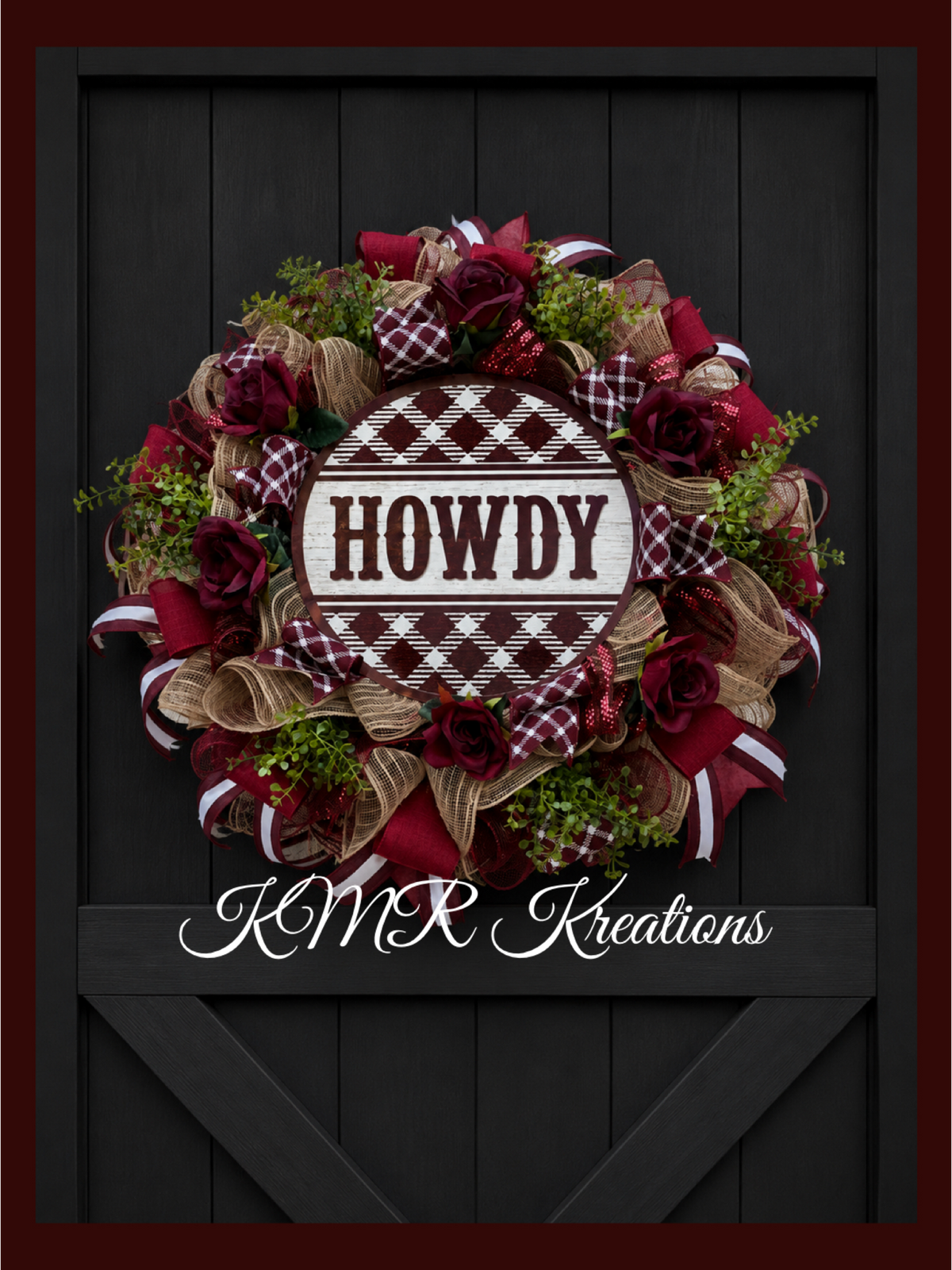 Howdy Maroon & White Wreath