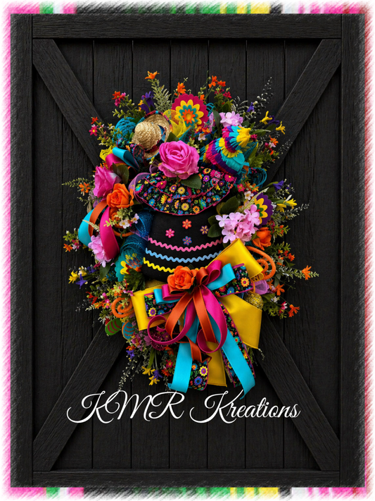 Colorful Fiesta Sombrero Wreath – Mexican-Inspired Door Décor
