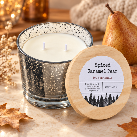 Spiced Caramel Pear Soy Wax Candle – 16 oz