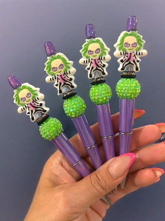 Halloween pen, Beetlejuice pen, spooky stationery, Halloween office supplies, trick or treat gifts, Halloween favor, novelty pen, purple pen, Halloween desk decor, planner accessories