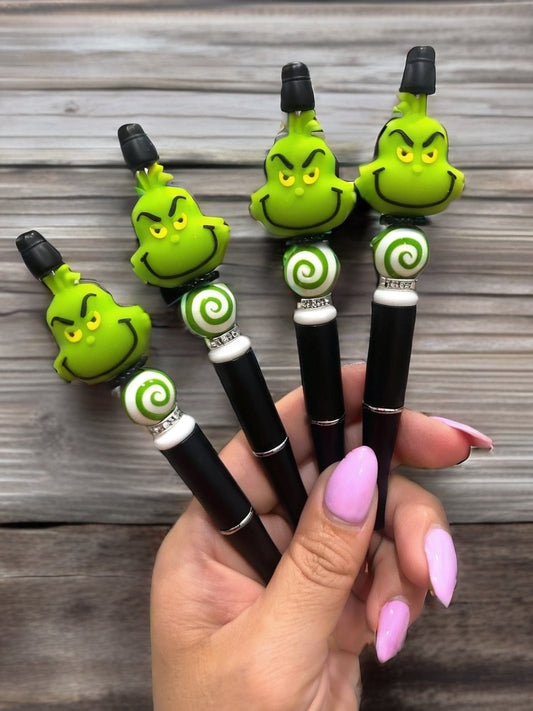 Grinch pen, Halloween pen, spooky stationery, Halloween gift, trick or treat, Halloween office supplies, refillable pen, Grinch lover gift, fall stationery, cute Halloween pen