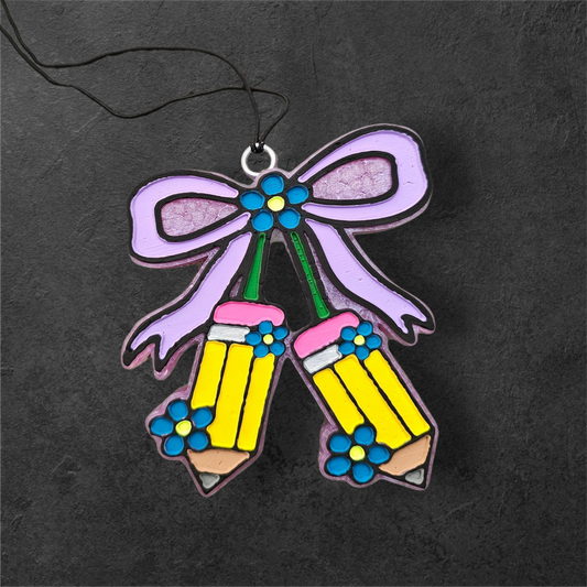 teacher gift, back to school, pencil car freshie, classroom decor, teacher appreciation, cute car air freshener, bow freshie, school supplies theme