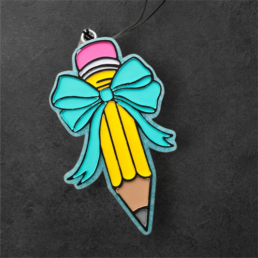 teacher gift, pencil freshie, car air freshener, back to school, teal bow, classroom decor, cute car freshie, teacher appreciation