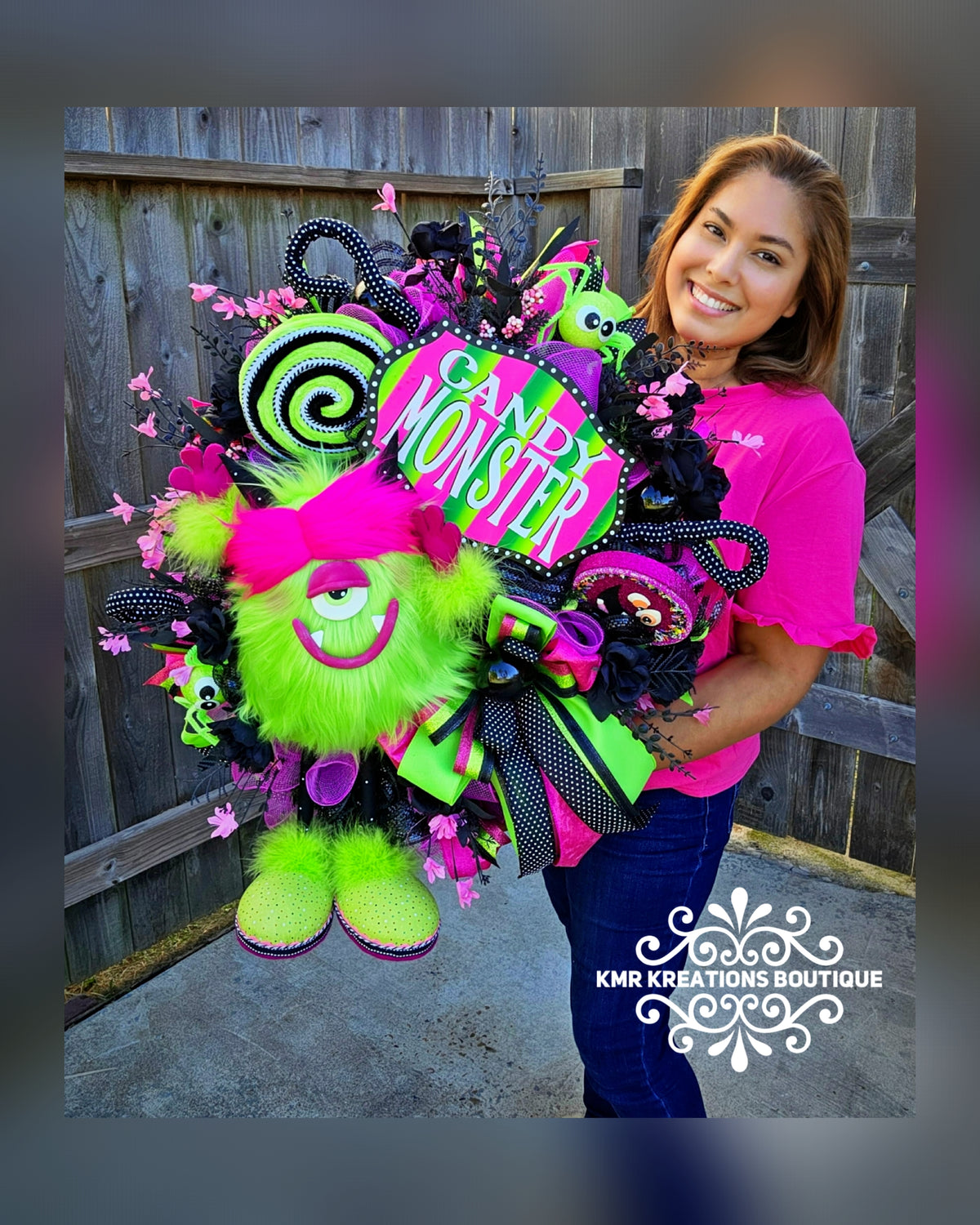 Candy Monster Wreath, Halloween Decor, Whimsical Wreath, Sweet And Spooky, Front Door Goals