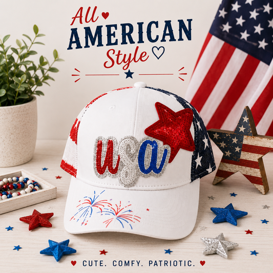 USA Patriotic Sequin Trucker Hat