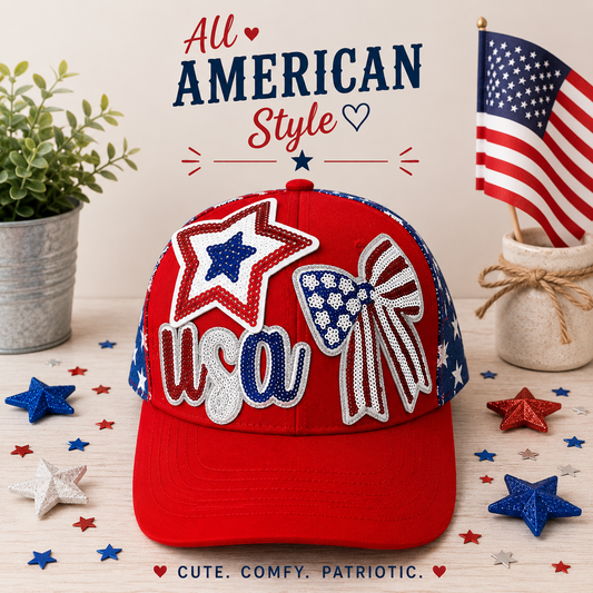 USA Patriotic Sequin Trucker Hat