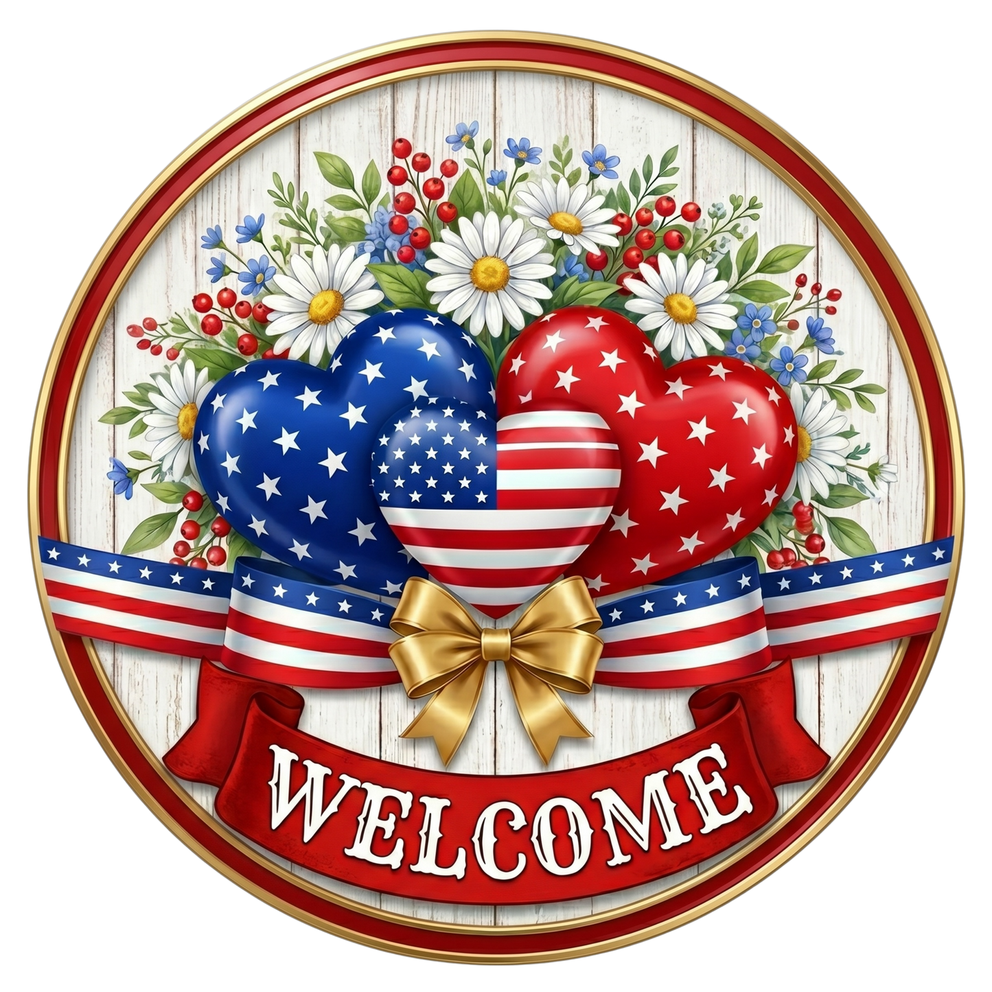 ❤️ Patriotic Hearts Welcome Wreath