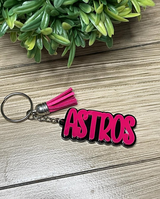 Stros Inspired Keychains - Hot Pink , Stros Keychains Houston Strong, Baseball Fanatic,  Keychain Goals, Game Day Essentials, Accessorize Your Life, GoStros