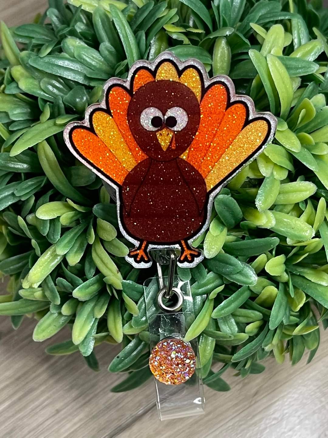 Turkey Badge Reel, Thanksgiving Badge Holder, Cute Retractable Badge Reel, Fall Badge Reel, Nurse Badge, Glitter ID Holder, Teacher Gift