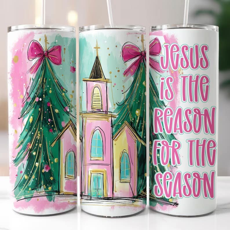 “Jesus Is the Reason for the Season” Christmas Tumbler – 20oz Skinny