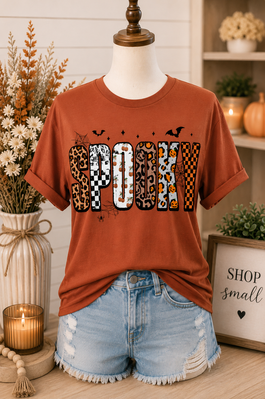 Spooky Graphic Tee – Burnt Orange
