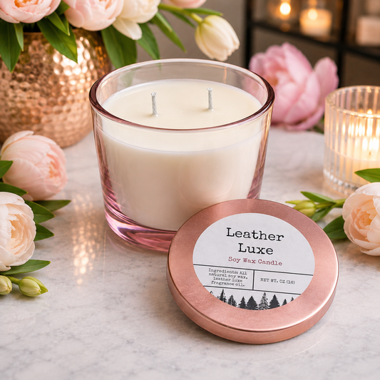 Leather Luxe Soy Wax Candle – 16 oz