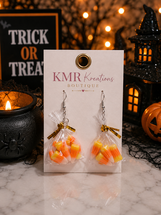 Candy Corn Treat Bag Halloween Earrings