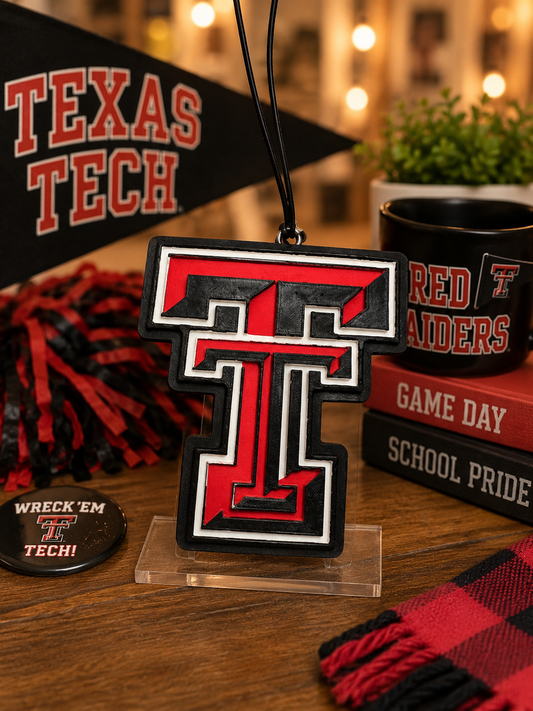 Texas Tech Double T Car Freshie | Handmade Red Raiders Air Freshener | Game Day Car Accessory