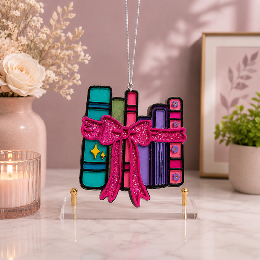 Stacked Books with Glitter Bow Freshie – Oceans Scent