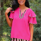 Ava Flutter Sleeve Blouse – Neapolitan Stripes