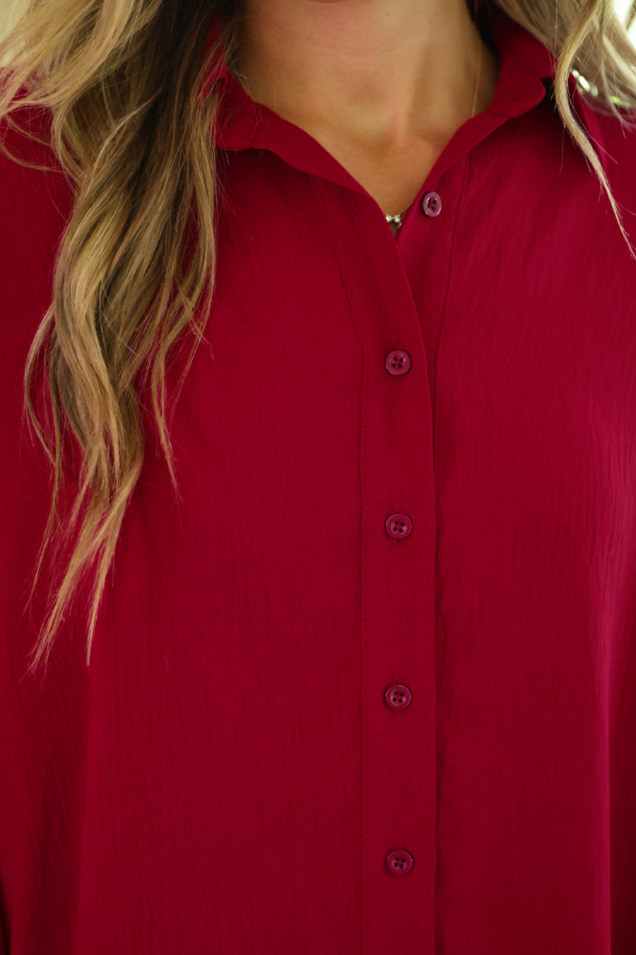 Sloane Button-Up Top – Burgundy