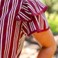 Layla Striped Flutter Sleeve Blouse – Maroon