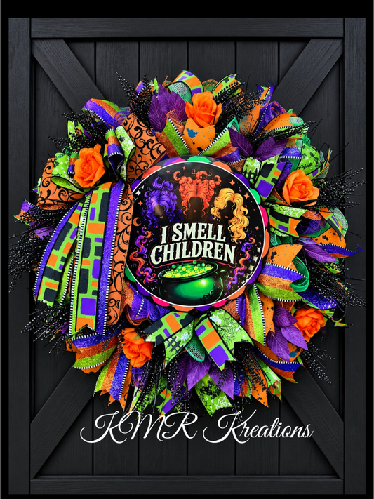 I Smell Children Halloween Wreath | Whimsical Witch Door Wreath