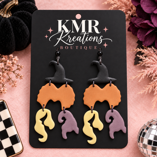 Spellbound Sisters Witch Hat Dangle Earrings
