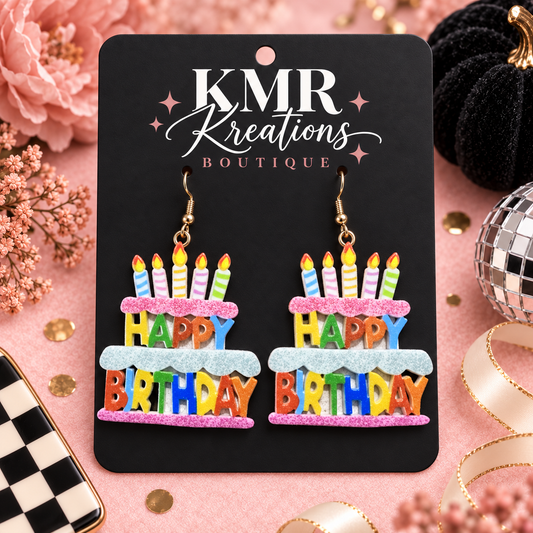 Happy Birthday Cake Statement Earrings