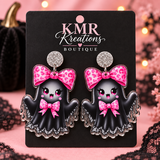 Pretty in Pink Ghost Statement Earrings