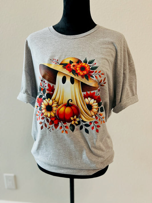 Halloween Ghost Shirt, Cute Halloween Shirt, Halloween Women's Shirt, Spooky Season Shirt, Trick or Treat Shirt, Pumpkin, Sunflowers