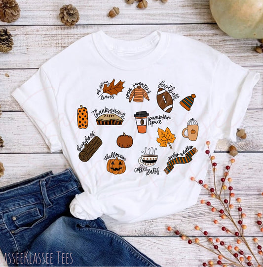 Trendy Vintage Fall Doodles Shirt, Retro Autumn Coquette Bow T-shirt, Thanksgiving Pumpkin Pie Top, Womens Football Tee, Game Day Outfit Her