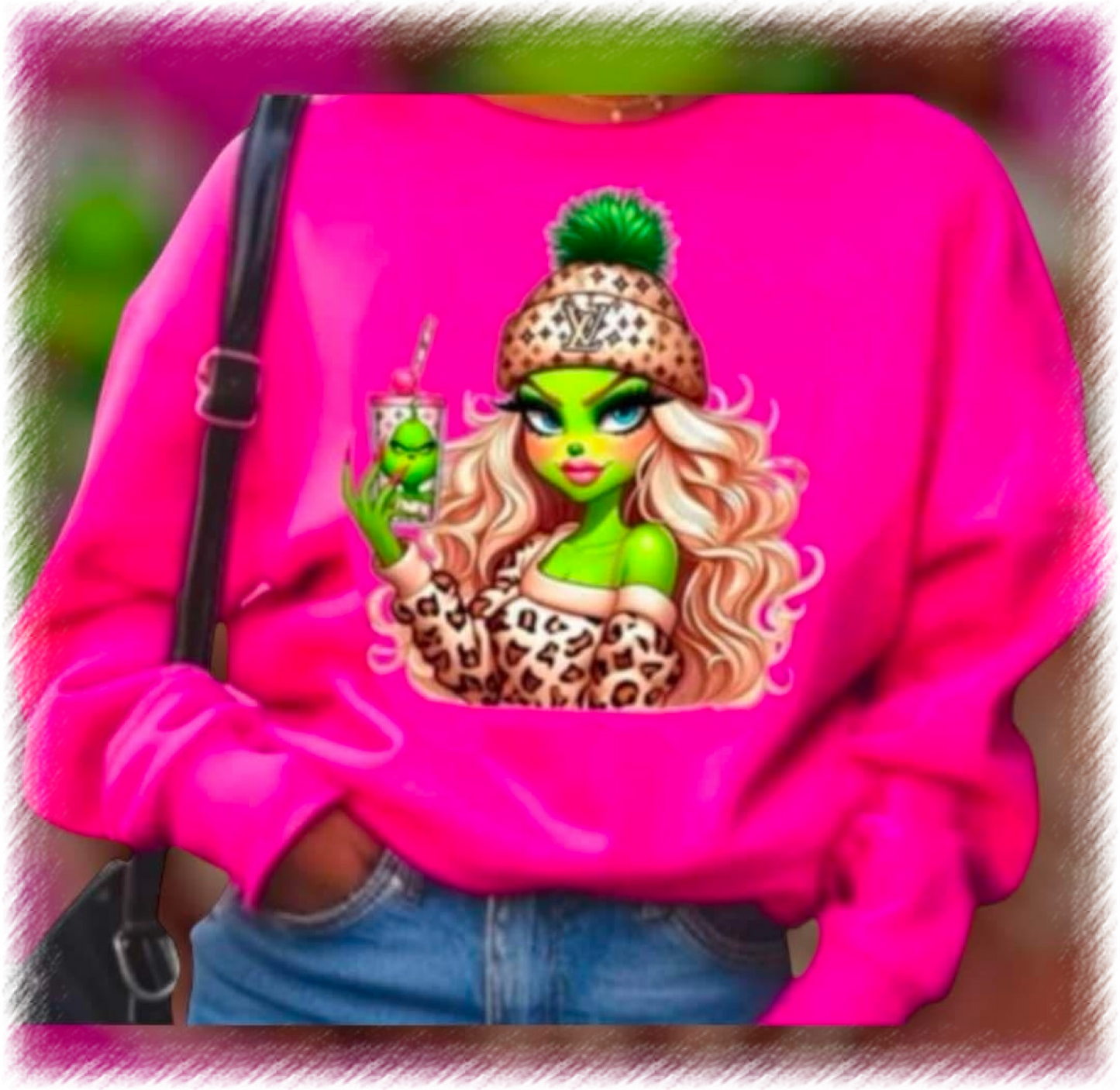 Sassy Grinchy Glam Leopard Sweatshirt 💕💚