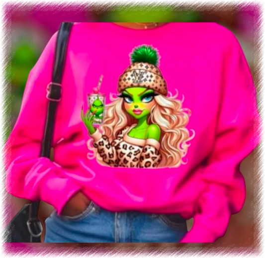 Sassy Grinchy Glam Leopard Sweatshirt 💕💚