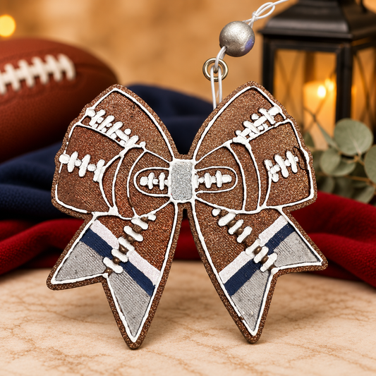 Football Bow Car Freshie – Leather Lace