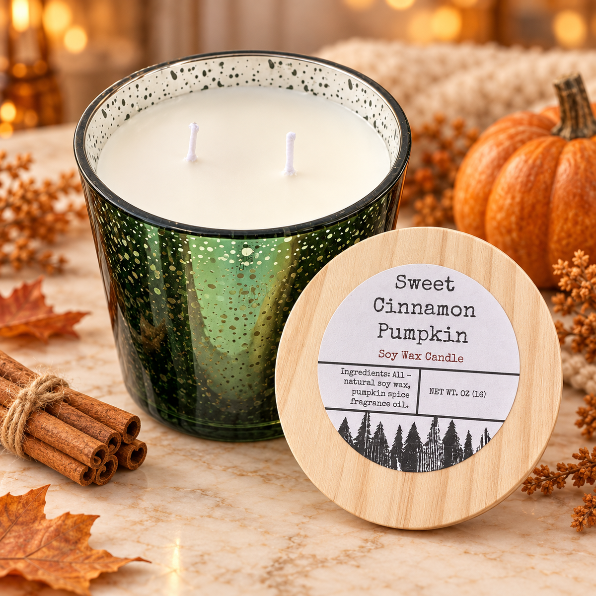 Sweet Cinnamon Pumpkin Soy Wax Candle – 16 oz