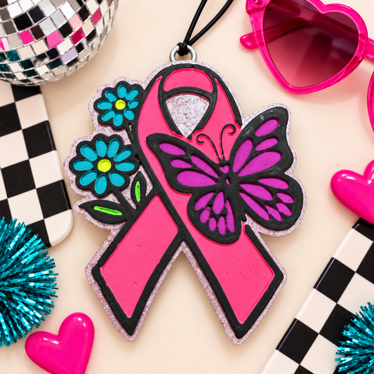 Butterfly Pink Ribbon Car Freshie – 1000 Wishes Scent