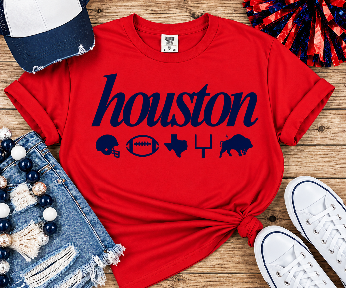 Houston Game Day Icons Tee – Red