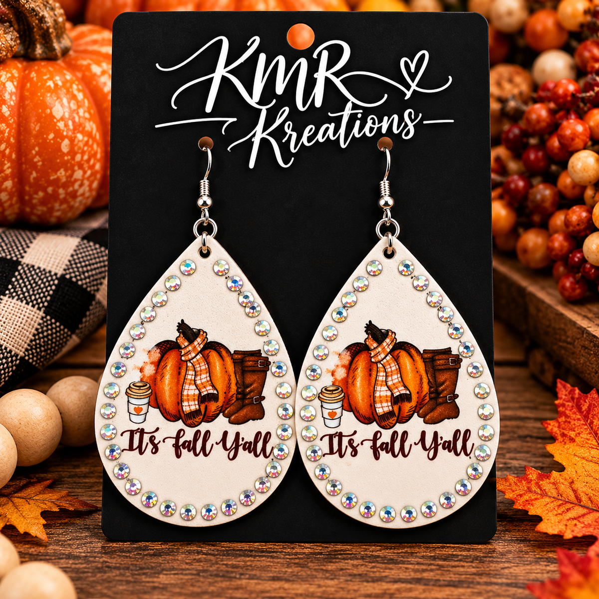 It’s Fall Y’all Rhinestone Teardrop Earrings