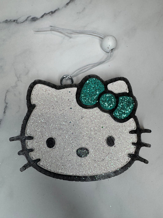 Hello Kitty Car Freshie, Car Accessory, Hello Kitty with Teal Bow Freshie
