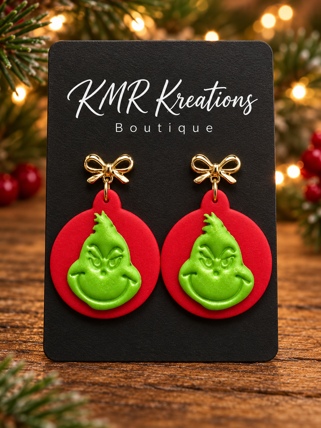 Green Holiday Character Ornament Earrings