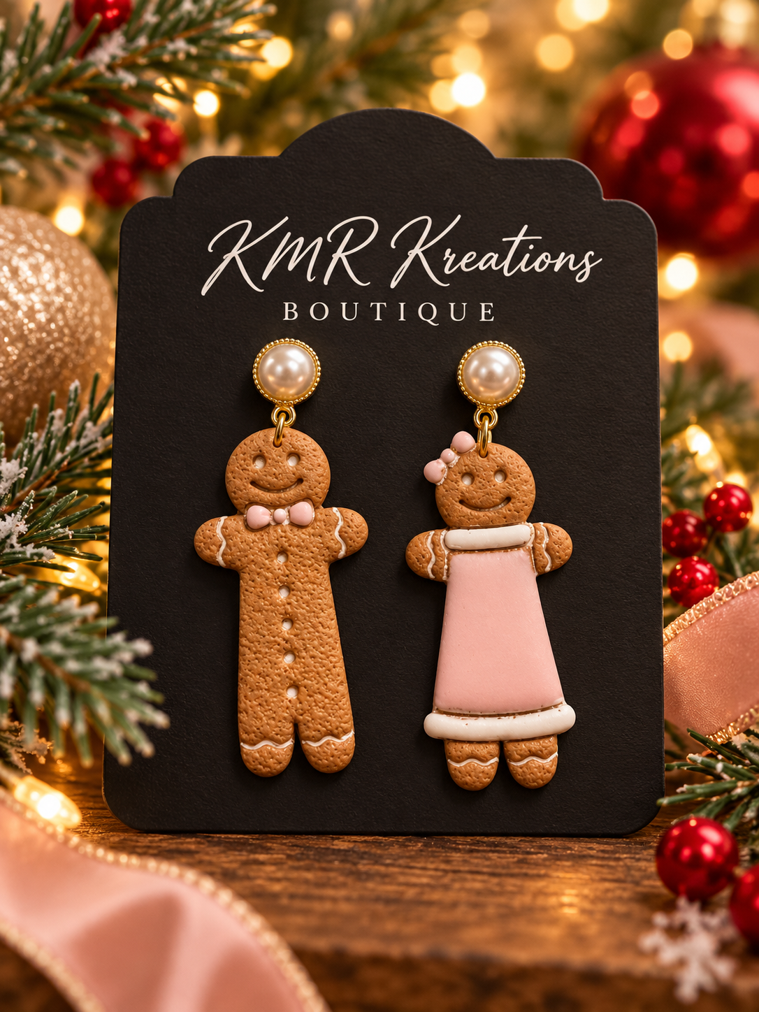 Gingerbread Couple Christmas Earrings