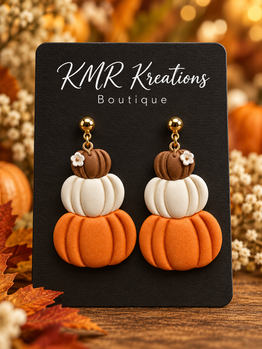 Stacked Pumpkin Fall Earrings