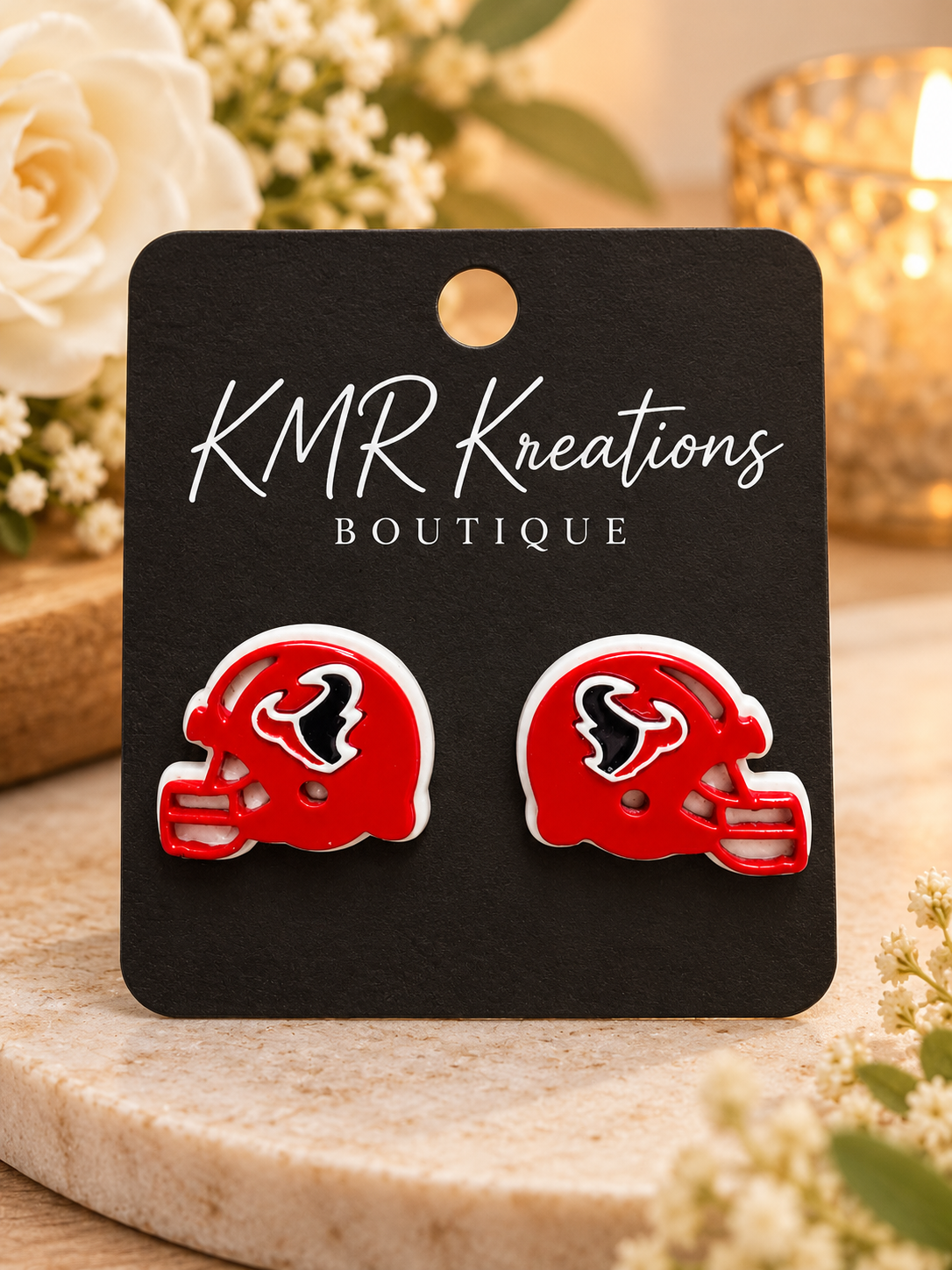 Red Football Helmet Stud Earrings