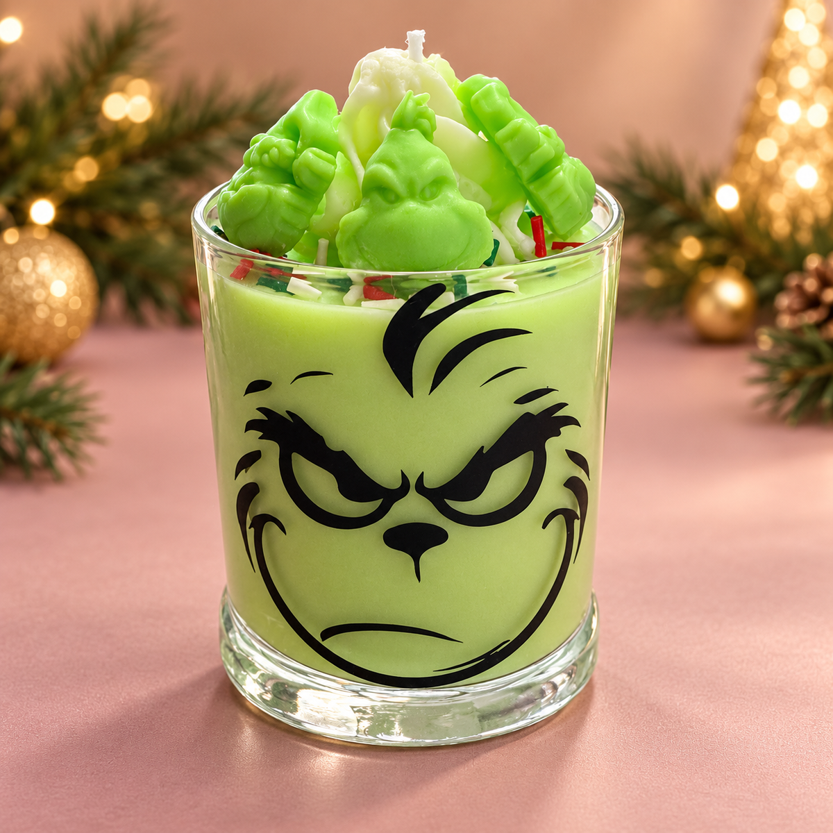 Pine-Scented Green Character Candle