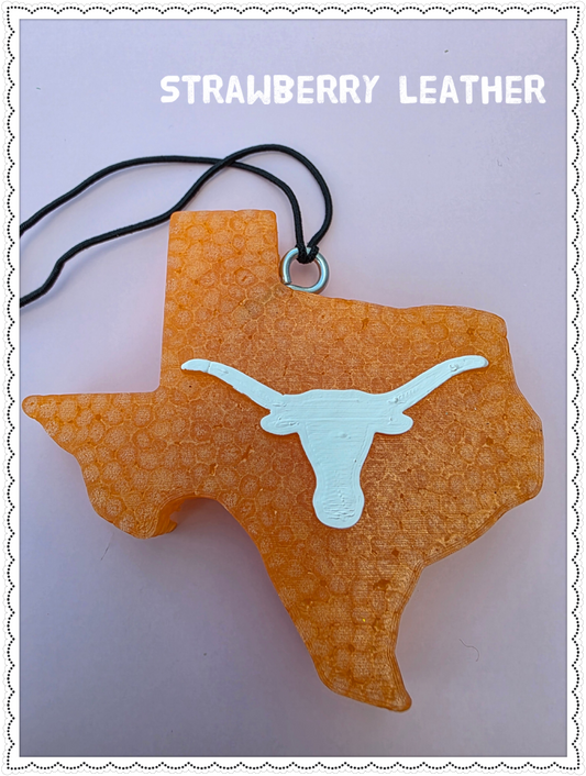 Texas Longhorns, Hook Em, UT Freshie, Collegiate Car Freshie, Game Day Accessories, Longhorn Spirit, Strawberry Leather Scent