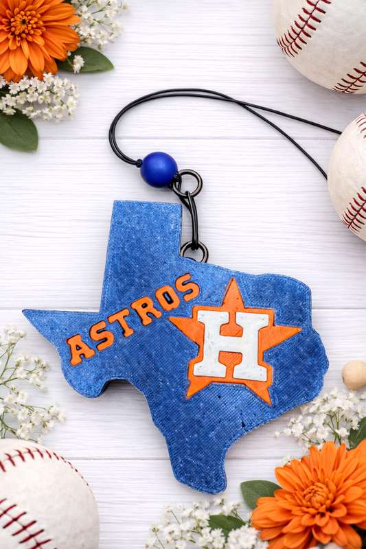 Texas Astros Car Freshie – Houston Baseball Fan - Strawberry Leather