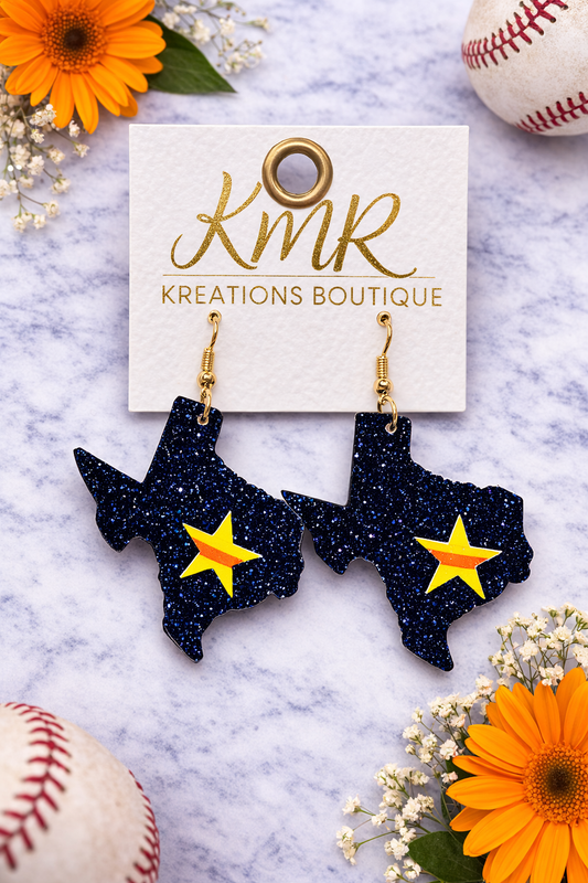 Houston Astros Texas Glitter Statement Earrings