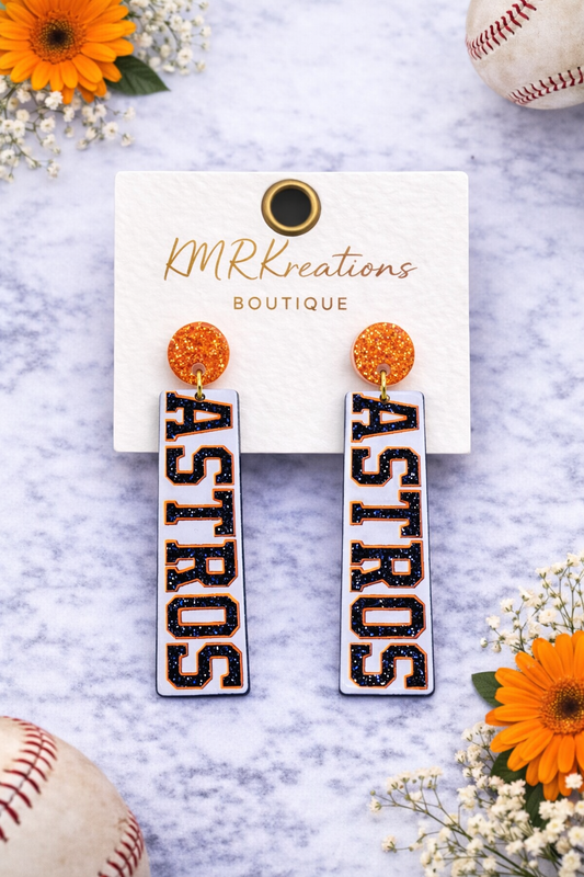 🧡⚾ Astros Vertical Statement Earrings