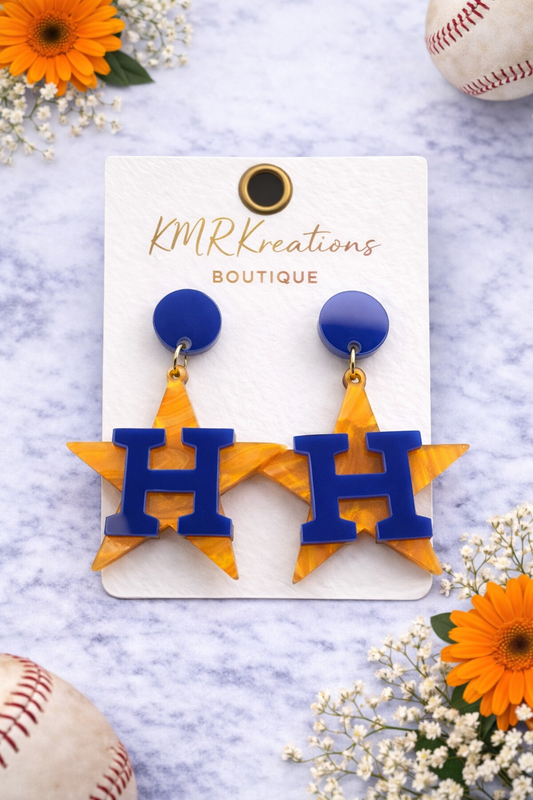 💙⚾ H Star Acrylic Statement Earrings