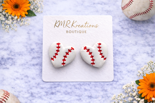 Baseball Heart Stud Earrings ⚾🤍
