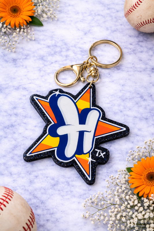 Houston Star Keychain 🧡💙⭐